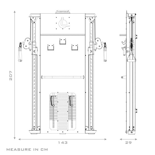 Ercolină la perete compactă - Stație de cabluri reglabile